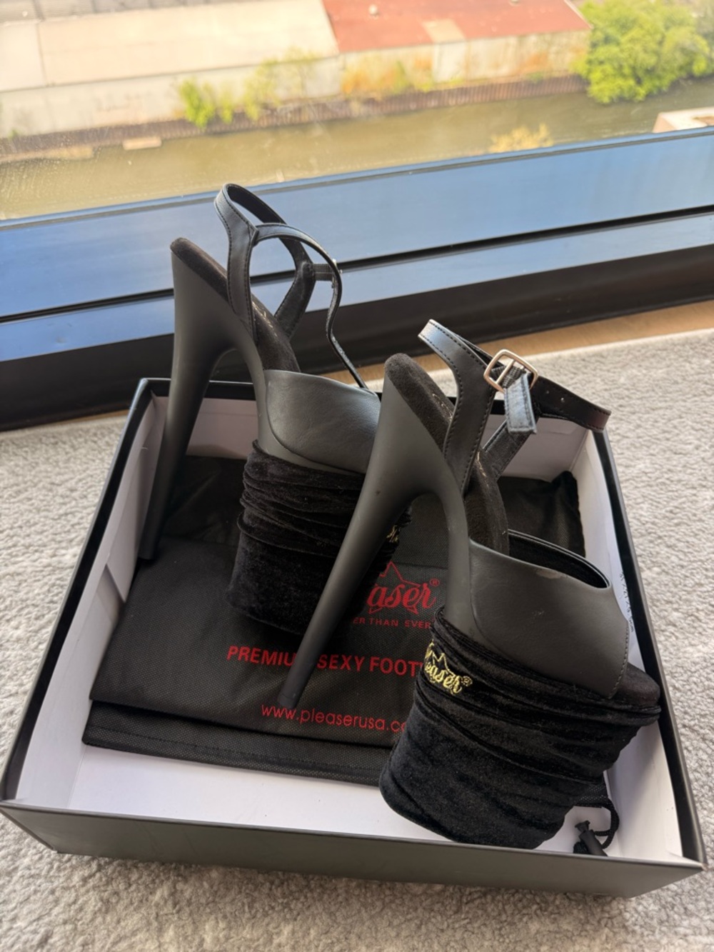 Pleaser Black Leather Platform Heels
